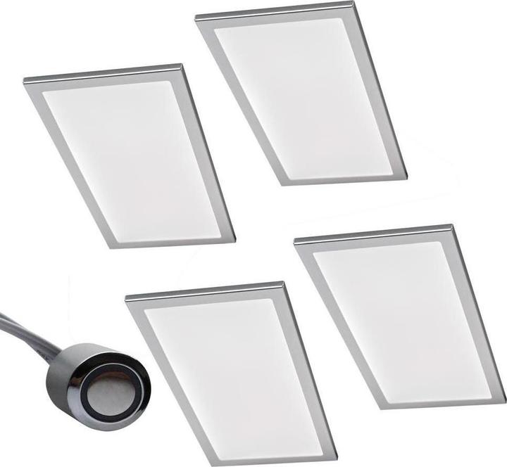 Produktbild Rolux 4er-Set LED Leuchte BASSO 4x6W, Edelstahl-Optik, 3000K warmweiss