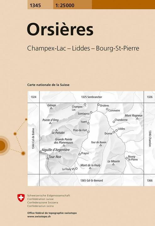 Landkarte 1345 Orsières 1:25'000