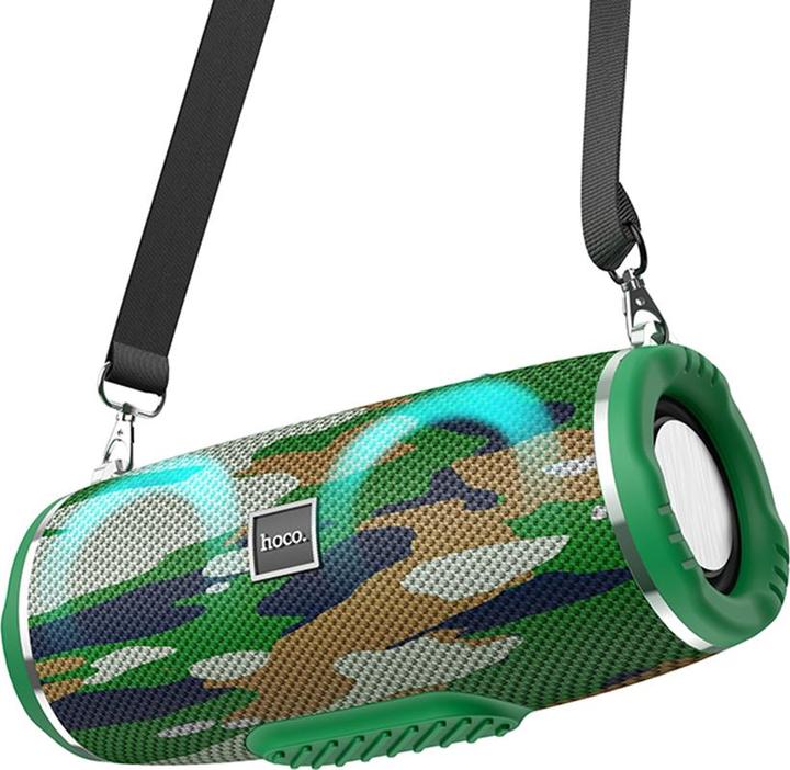 Actual product image Hoco - Wireless Speaker Sports (HC12) - Bluetooth 5.0, Shoulder Strap, 10W - Camouflage Green (2 h, Electrical connection)