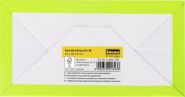 Energie-Label Idena Geschenkt. FSC-Mix 4 Farb.sort., M 23x18x8cm (Geschenktüte, 1 x)