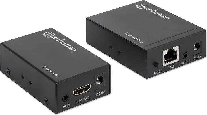 Produktbild Manhattan HDMI over Ethernet Extender Kit Signalverstaerker 1080p bis zu 50 m ueber ein Cat6-Netzwerkkabel...