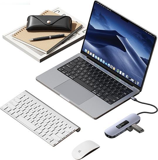 Productafbeelding Usams US-SJ644 PD100W 10in1 Multifunctionele Type-C HUB met licht (Type-C naar (USB-C, 10 Havens)