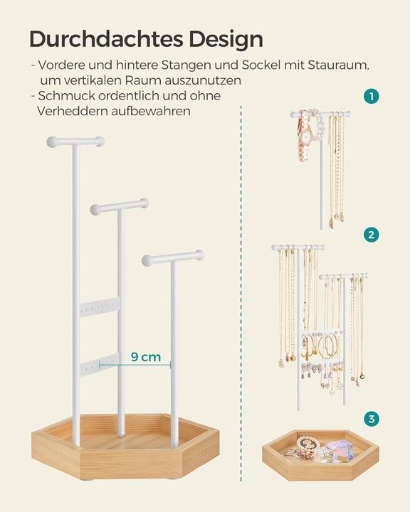 Produktbild Songmics Schmuckhalter 36 cm, Weiss-Natur