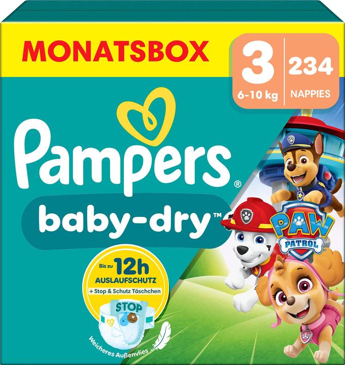 Actual product image Pampers Baby-Dry Paw Patrol Limited Edition (Size 3, Monthly box, 234 Piece)