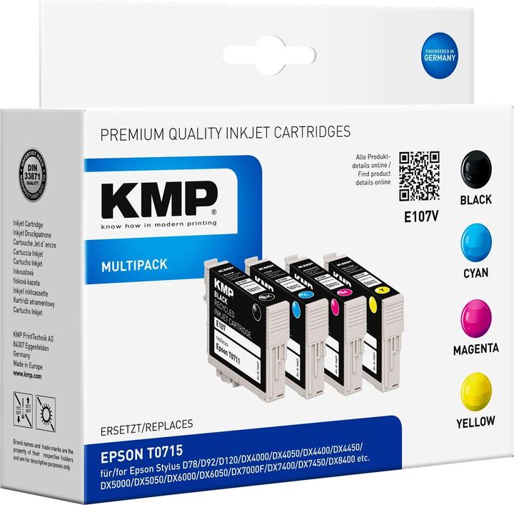 Image du produit KMP E107V Multipack BK/C/M/Y compatible avec Epson T 071 (M, C, Y, CF)