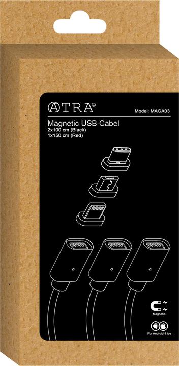 Produktbild Atra 3-in-1 magnetisches USB Kabel (1 m, USB 2.0)
