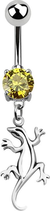 Star Piercing Banane silber mit Anhänger Echse gelb (Chirurgenstahl 316L)