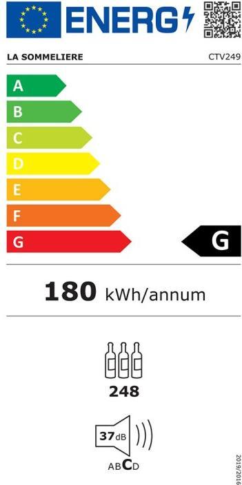 Label énergétique La Sommelière Cave à vin CTV249 248 bouteilles
