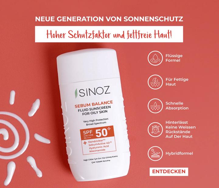Immagine prodotto Sinoz Liquid Sunscreen for Oily Skin (Crema solare, SPF 50+, 50 ml)