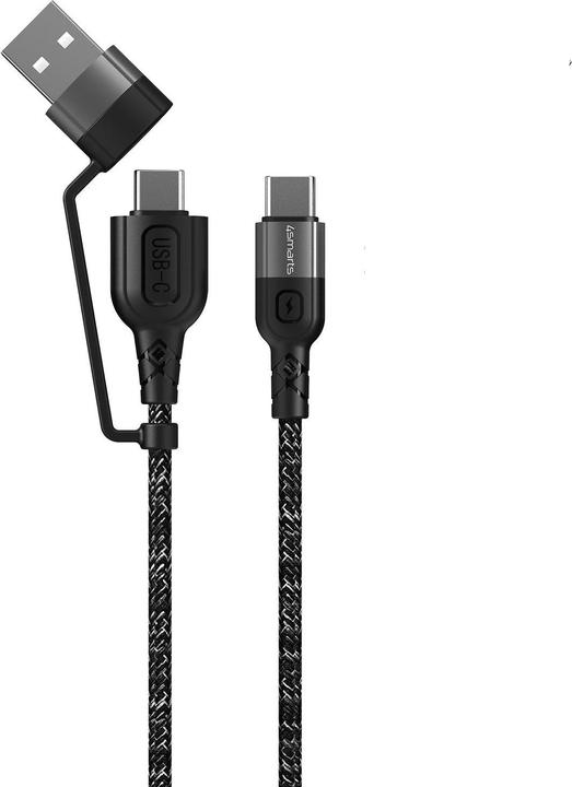 Image du produit 4smarts Câble de recharge USB USB-C -USB-A/C 1.5 m, monochrome, textile (1.50 m, USB 2.0, 60 W)
