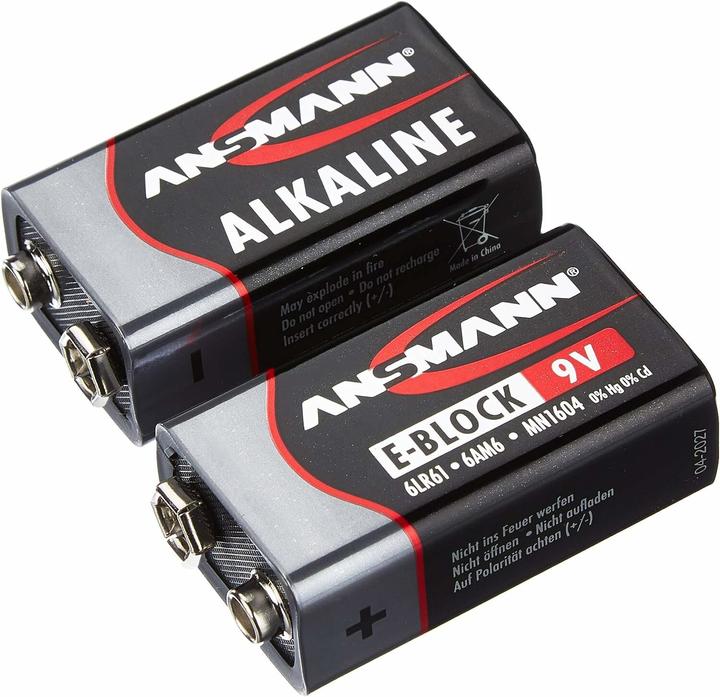 Actual product image Ansmann 9 V block battery alkaline manganese (2 pcs., 9V Block, 550 mAh)