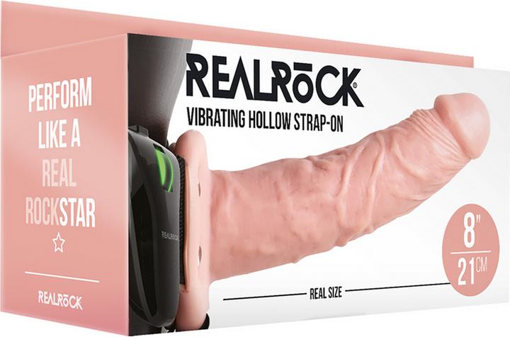 Image du produit RealRock Vibrating Hollow Strap-on No Balls - 8" / 20,5 cm