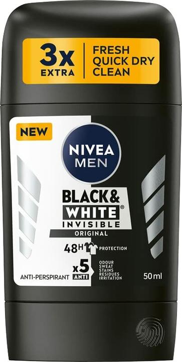 Actual product image NIVEA Menack & White Invisible Original Antiperspirant Stick 50ml (Stick, 50 ml)