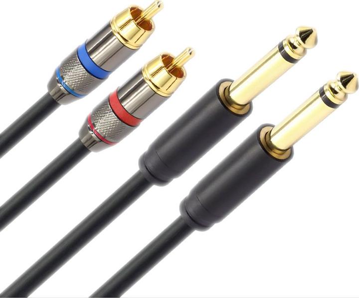 Actual product image Mozo Cable Jack 6.3 mm - RCA (Cinch) x2 3 m black (MCABLE-2JT2R) (3 m)