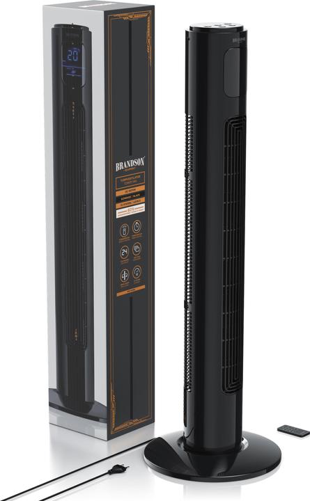 Produktbild Brandson Turmventilator, 12 Geschwindigkeiten, DC, ECO, Timer, Oszillation, Fernbedienung, schwarz (50 dB)