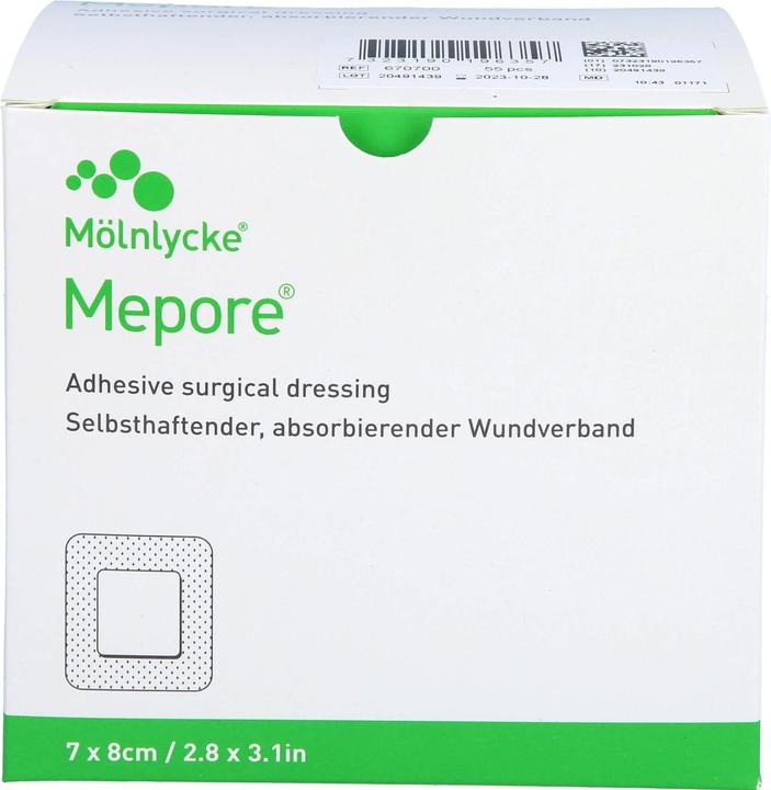 Produktbild Mölnlycke Mepore selbsthaftender, absorbierender Wundverband 7 x 8 cm, 55 St. Pflaster (55 x)