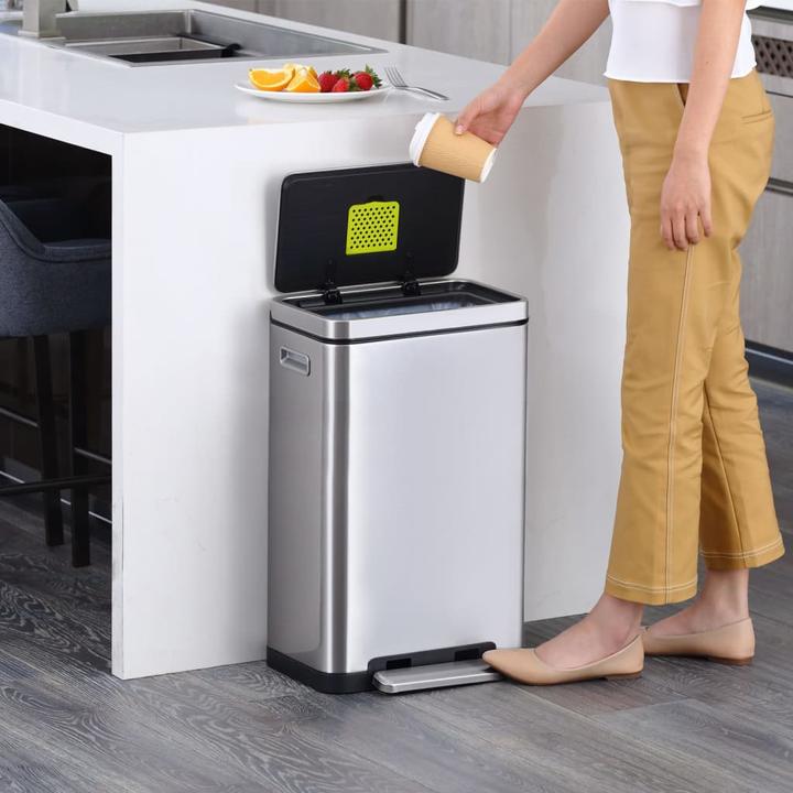 Produktbild EKO Treteimer X-Cube Tretmülleimer rechteckig 30 L Edelstahl mit extra breitem Pedal, gedämpftem De (30 l)