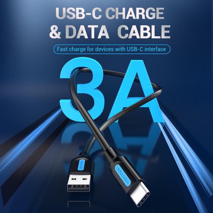 Produktbild Vention USB 2.0 A to USB-C 3A cable 1.5m COKBG black (1.50 m, USB 2.0, 60 W)