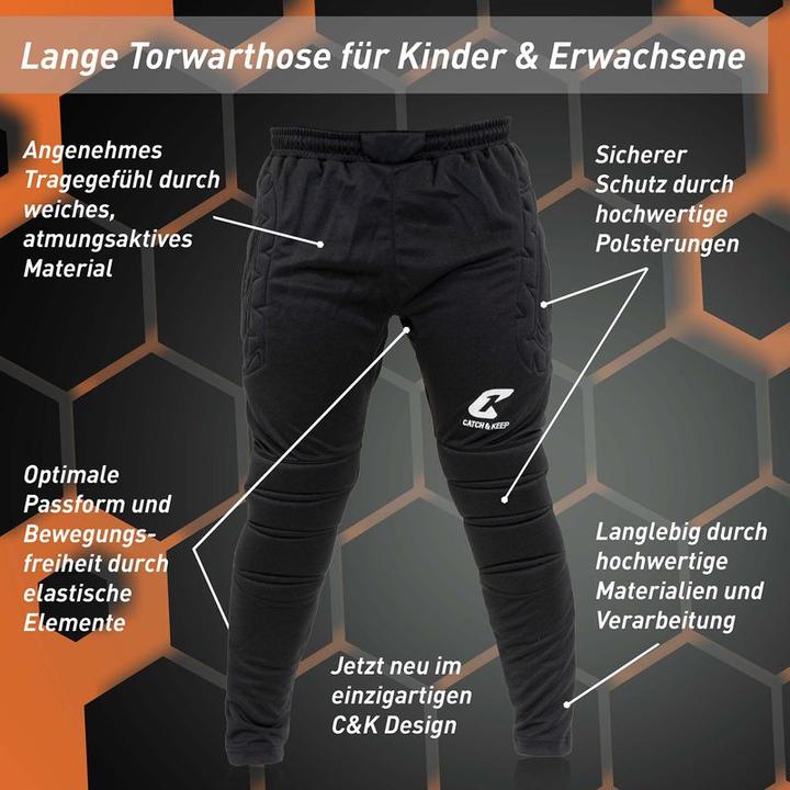 Produktbild Catch & Keep Kinder Erwachsene Torwarthose Trainingshose Keeperhose Goalie Hose Fussballhose Tormannhose (S)