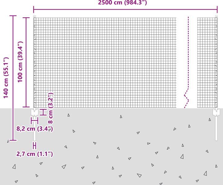 Produktbild VidaXL Hühnerdrahtzaun Set Set aus 2 Galvanisierter Stahl 25 x 1 m