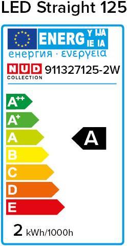 Label énergétique NUD Collection LED Straight 125 (E27, 2 W, 115 lm, 1 x, A)