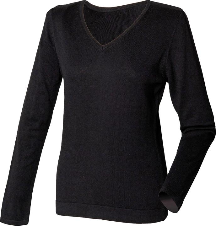 Image du produit Henbury Pull en maille fine avec encolure en V (S)