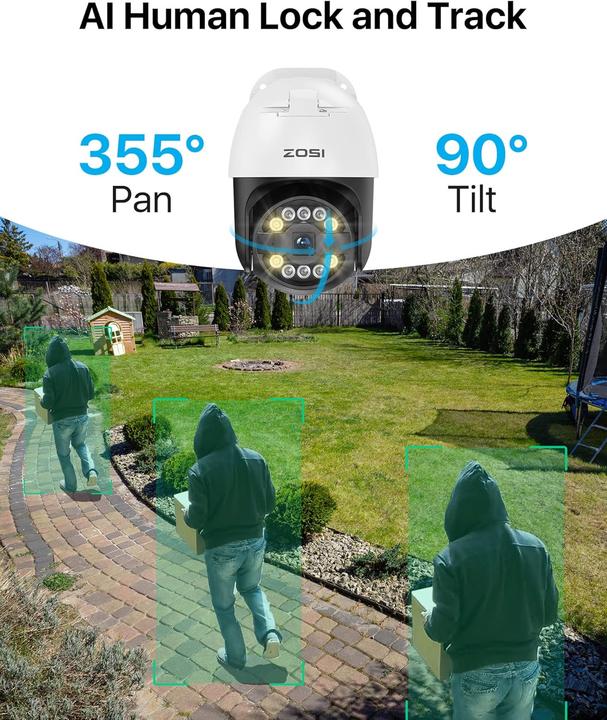 Image du produit Zosi 5MP PoE Überwachungsset mit Schwenk-Dome-Kameras