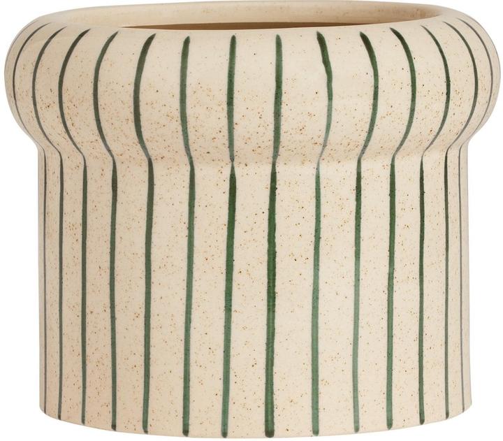 Actual product image Oyoy Vase Aki small 13 cm, Old White/Dark Green (1 x, 16 x 18 x 19 cm, 5.47 l)