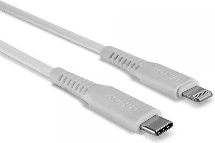 Actual product image Lindy 0.5m USB Type C to Lightning cable, white USB Type C plug to Lightning plug (0.50 m, USB 2.0)