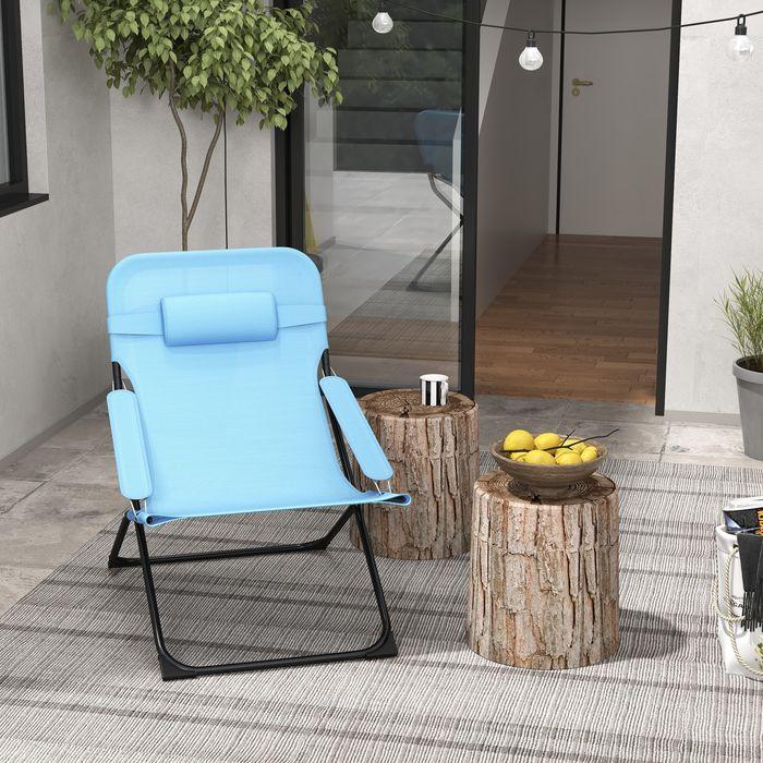 Produktbild Swisshandel24 Klappstuhl klappbarer Gartenstuhl mit verstellbarer Rückenlehne Campingstuhl mit Kopfkissen bis 120