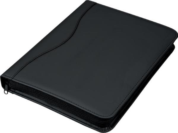 Actual product image Ring binder ""RONDO"", DIN A4, imitation leather, black Ring mechanism, writing pad, zip fastener (A4, 1 x)